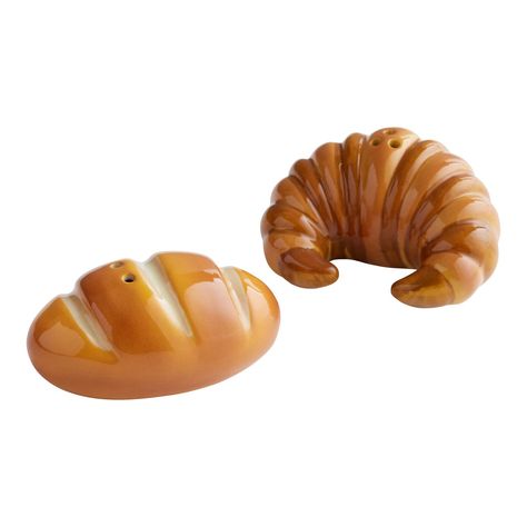 Ceramic Croissant and Bread Loaf Salt and Pepper Shaker Set - World Market Life In Germany, Croissant Bread, Lots Of Food, Food Shapes, Salt N Pepper, Bread Loaf, Aesthetic Kitchen, In The Hospital, Salt Shaker