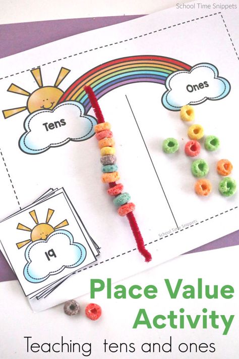 Teaching place value of tens and ones will be a hit with this colorful (and tasty) rainbow maths activity! Maths Activity, Year 1 Maths, Teaching Place Values, Place Value Activities, Rainbow Activities, Math Place Value, Math Crafts, Tens And Ones, Math Activities Preschool