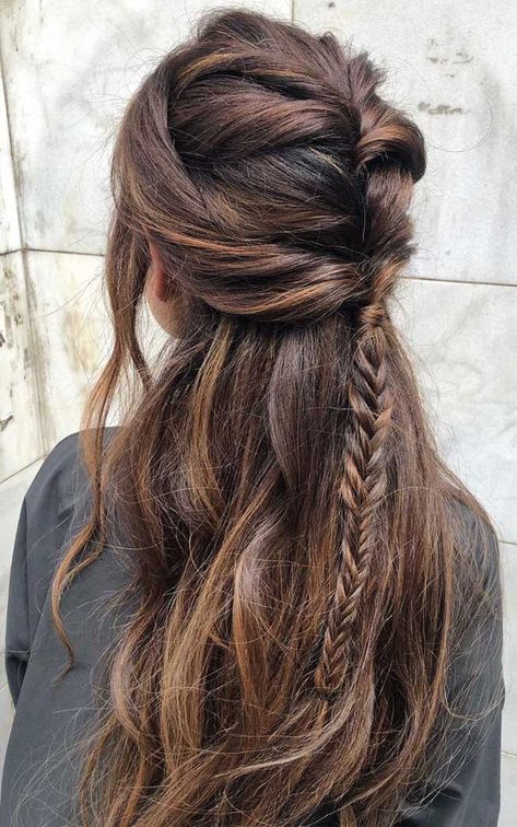 43 Gorgeous Half Up Half Down Hairstyles Unique Half Up Half Down Hairstyles, Cute Long Haircuts, Partial Updo, Wedding Braid, Formal Hairstyles Updo, Rustic Wedding Theme, Hair Sleek, Ball Hair, Formal Hairstyles For Long Hair