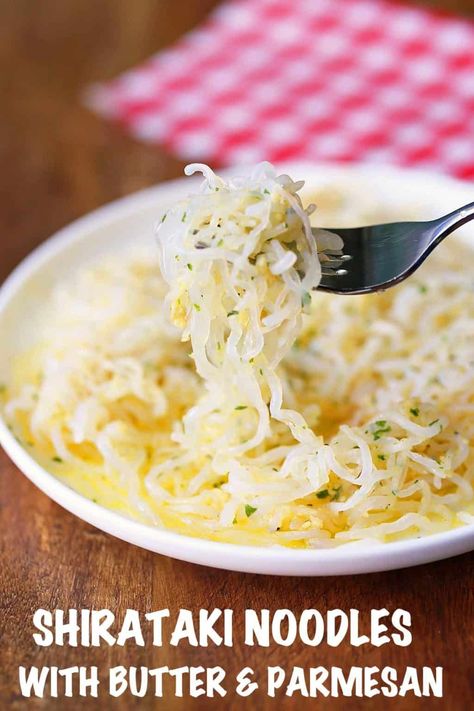 Shirataki Noodles with Butter and Parmesan - Healthy Recipes Blog Noodles With Butter, Shirataki Noodle Recipes, Shirataki Recipes, Miracle Noodle Recipes, Healthy Noodle Recipes, Miracle Noodle, Keto Noodles, Miracle Noodles, Shirataki Noodles