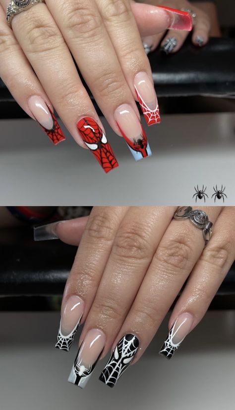 Marvel Nails, Paznokcie Hello Kitty, Wow Nails, Punk Nails, Girly Acrylic Nails, Short Square Acrylic Nails, Acrylic Nails Coffin Pink, Nails Spa, Acrylic Coffin