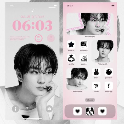 Jungwon Phone Layout, Best Theme For Android, Ipad Lockscreen, Phone Layouts, Korean Lessons, Widget Design, Phone Inspo, Kawaii Phone Case, Phone Ideas