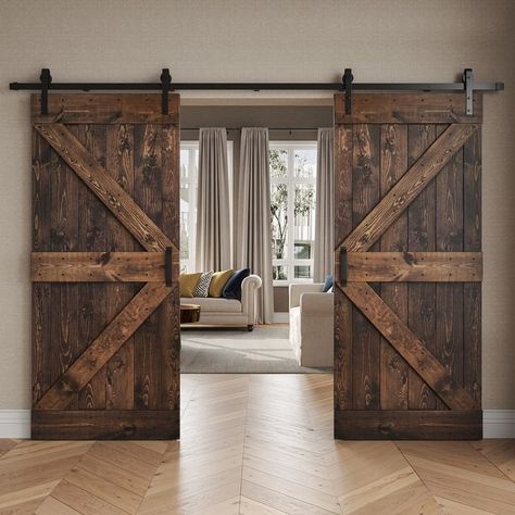 Double Sliding Barn Door, Single Barn Door, Double Sliding Barn Doors, Diy Sliding Door, Wood Barn Door, Interior Sliding Barn Doors, Glass Barn Doors, Dekor Diy, Sliding Closet Doors