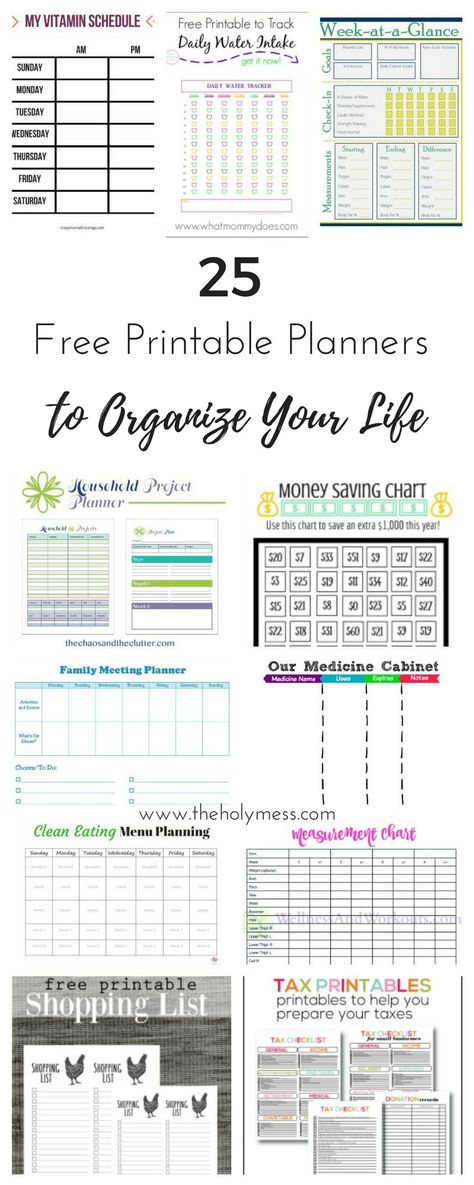 Use these 25 free printable planners to organize your life for budgeting, clean eating, household tasks, parenting, fitness, and more. Life Planner Printables, Organizational Printables, Free Printables Organization, House Organization, To Do Planner, Meeting Planner, Home Management Binder, Printable Planner Pages, Binder Organization