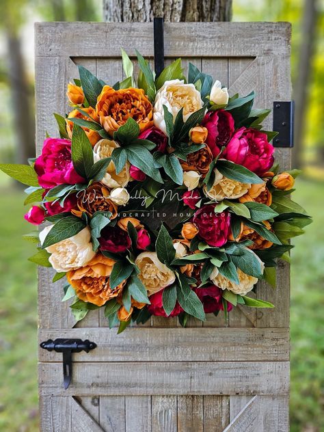 Babam Wreaths, Sunday Basket, Pink Mimosa, Fall Wreaths For Front Door, Wreath For Fall, Door Outside, Autumn Diy, Wreaths Fall, Floral Door Wreaths