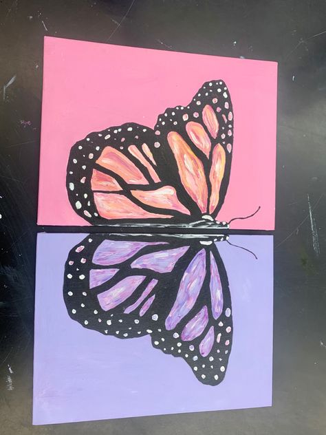 Matching Paintings Canvas Bff, Bff Painting Ideas On Canvas, Bff Painting Ideas, Bff Painting, Painting Ideas On Canvas Aesthetic Butterfly, Easy Canvas Painting Butterfly, Bestie Painting Ideas, Easy Canvas Art Butterfly, Easy Painting Ideas For Beginners