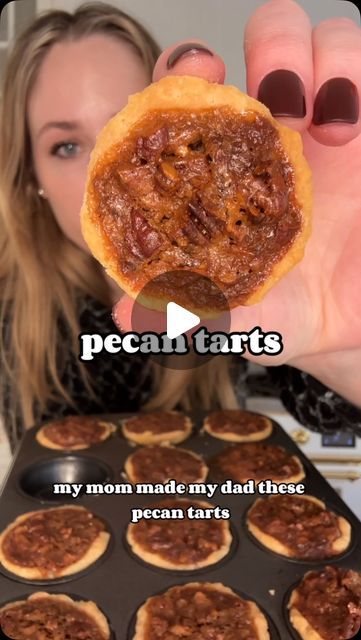 Pecan Pie For Two, Pecan Tarts With Cream Cheese Crust, Pecan Pie Tarts Mini, Mini Pecan Pies In A Muffin Tin, Pecan Pie Cups, Pecan Cups, Pecan Butter Tarts, Pecan Tassies Recipe, Mini Pecan Tarts