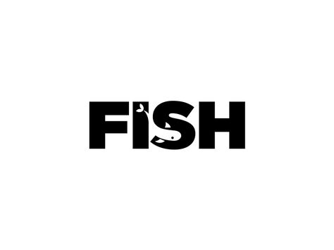 Great work from a designer in the Dribbble community; your best resource to discover and connect with designers worldwide. Fish Typography, Wordmark Logo Design, Word As Image, Logo Design Negative Space, Negative Space Logo, Logo Challenge, Typography Words, Illustrated Words, Negative Space Logos