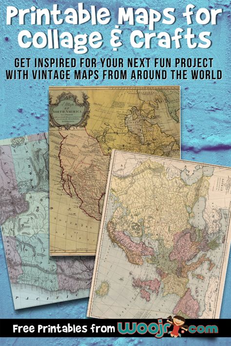 Printable Maps for Collage & Crafts | Woo! Jr. Kids Activities Printable Maps Free, Map Crafts For Preschool, World Map Collage Art, Map Bunting Printable Free, Free Map Printables, World Map Printable Free, Map Crafts For Kids, Map Of The World Printable, World Map Crafts