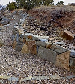 Dry Stack Stone Wall, Stack Stone Wall, Building A Stone Wall, Rock Retaining Wall, Stone Walls Garden, Dry Stack Stone, Stacked Stone Walls, Stone Driveway, Sloped Backyard