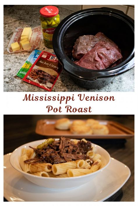 Deer Roast Crockpot, Venison Roast Crockpot, Venison Pot Roast, Deer Tenderloin Recipes, Venison Recipes Crockpot, Tenderloin Recipes Crockpot, Backstrap Recipes, Mississippi Roast Recipe, Elk Recipes