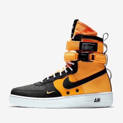 Nike SF-AF1 High 864024-800 - Sneaker Bar Detroit Sf Outfit, Techwear Shoes, Nike Sf Af1, Nike Sf, Shoes Sneakers Jordans, Nike Air Shoes, Hype Shoes, Yellow Shoes, Nike Basketball