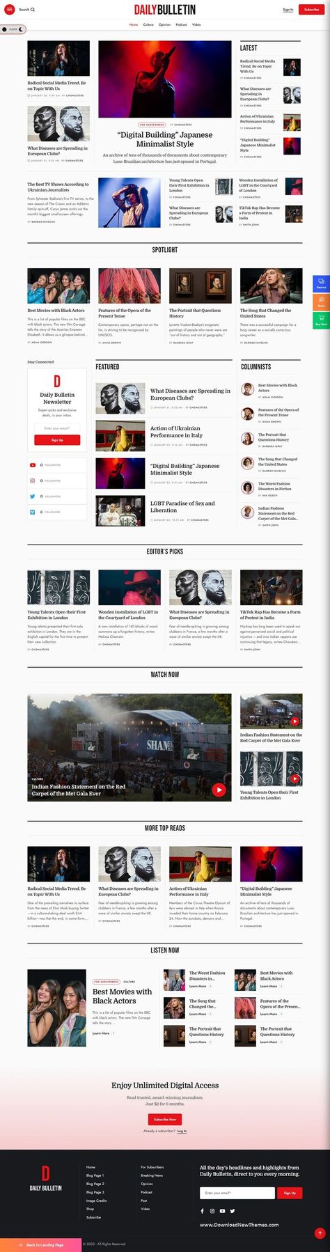 Daily Bulletin - Magazine & Newspaper WordPress Theme Online Magazine Website, Newspaper Website, Magazine Website Design, Newsletter Design Layout, Web Design Inspiration Layout, Blog Layout Design, Magazine Web Design, Website Design Inspiration Layout, Blog Website Design