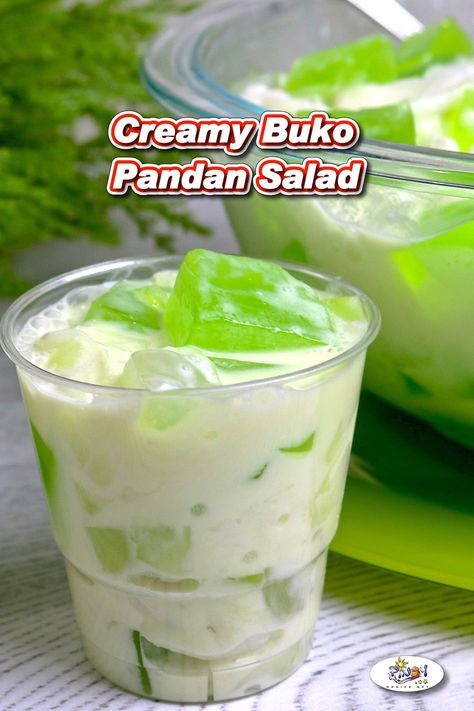 Buko Pandan Salad, Filipino Salad, Buko Pandan Recipe, Pandan Recipe, Buko Salad, Nestle Cream, Buko Pandan, Filipino Christmas, Philippine Food