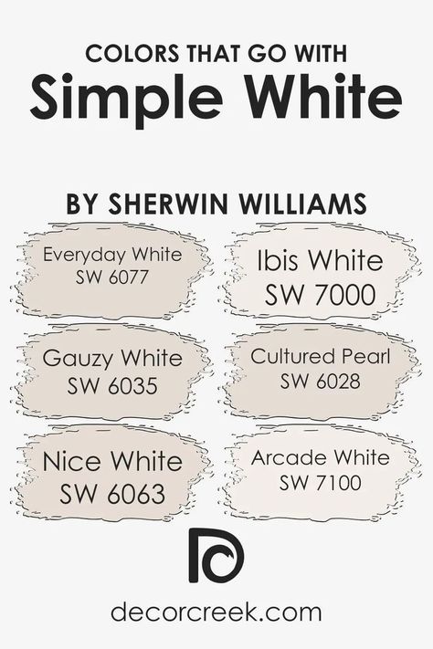 Colors that Go With Simple White SW 7021 by Sherwin Williams Trim Colors, Trim Work, Simple White, Coordinating Colors, Sherwin Williams, Paint Color, Natural Texture, Soft Pastel, Bold Colors