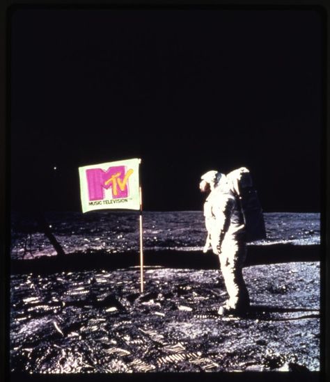 Mtv Astronaut, Rally Poster, Astronaut Standing, Project Mercury, Mtv Logo, Apollo 11 Mission, Buzz Aldrin, Visual Metaphor, Neil Armstrong