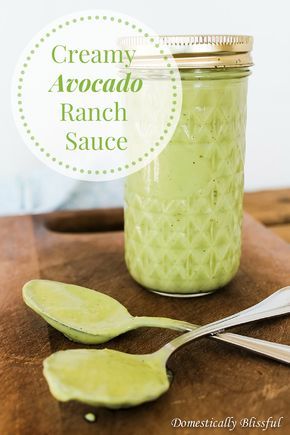 Creamy Ranch Avocado Sauce--don't forget that you can DIY the buttermilk in this recipe by mixing regular milk and a Tbl. of vinegar. Vegetarian Blt, Avocado Ranch Sauce, Domestically Blissful, Cranberry Chicken Salad, Ranch Sauce, Cranberry Chicken, Avocado Ranch, Kitchen Staples, Creamy Ranch