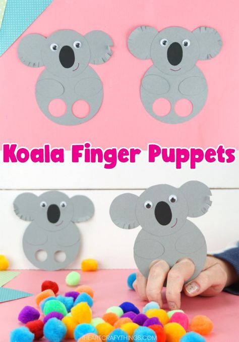 Download our free koala craft finger puppets template and get ready for an afternoon full of fun making and playing with these adorable koala finger puppets. Fun koala craft for preschoolers and kids of all ages. #iheartcraftythings Koala Crafts For Preschoolers, Koala Preschool Craft, Koala Craft Preschool, Koala Craft For Kids, Koala Kids Craft, Koala Puppet, Koala Birthday, Koala Craft, Kids Gratitude Journal