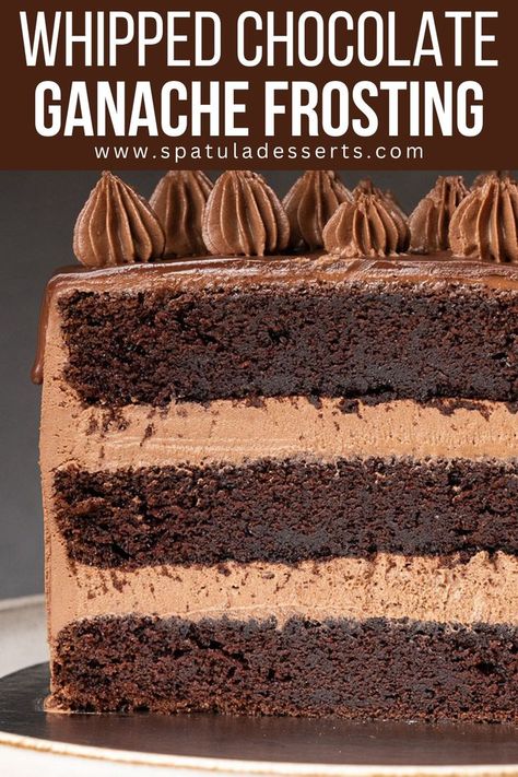 Whipped Chocolate Ganache frosting Whipped Chocolate Frosting, Whipped Chocolate Ganache, Ganache Icing, Whipped Ganache, Chocolate Ganache Recipe, Cake Filling Recipes, Chocolate Ganache Cake, Chocolate Ganache Frosting, Cakes And Pastries