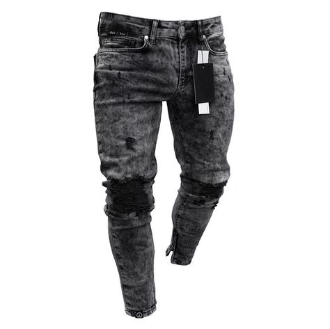 Biker Jeans Men, Ripped Biker Jeans, Hip Hop Pants, Ripped Pants, Ripped Jeans Men, Stretch Denim Pants, Streetwear Fits, Moda Jeans, Biker Jeans