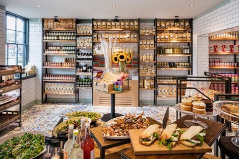 Deli Restaurant Design, Deli Shelves, Deli Design Ideas, Market Restaurant Design, Deli Design, Deli Ideas, Deli Shop, Café Design, Grocery Store Design