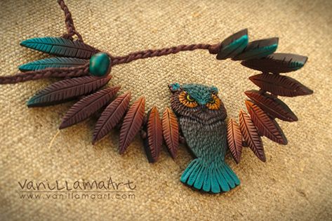 Polymer Clay Kunst, Clay Owl, Owl Necklace, Owl Jewelry, Polymer Jewelry, Polymer Clay Projects, Polymer Clay Tutorial, Polymer Clay Creations, Polymer Clay Art