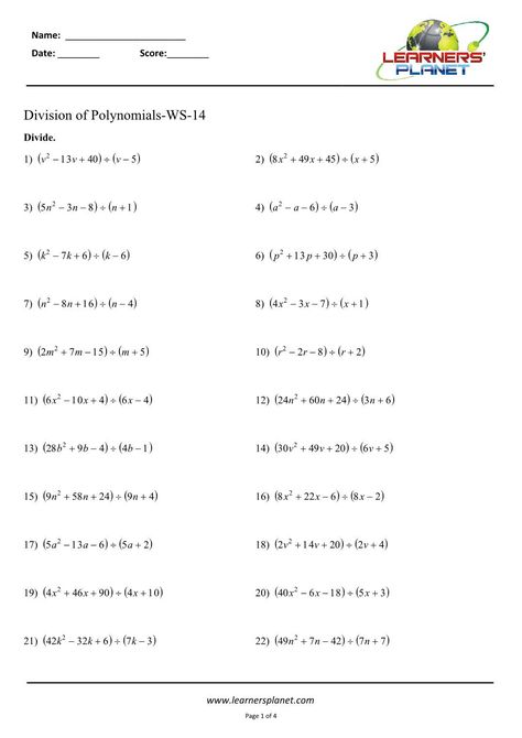 Division Of Polynomials, Dividing Polynomials, Polynomials Worksheet, Synthetic Division, Factoring Polynomials, Math Expressions, Division Worksheets, Algebra Worksheets, Algebraic Expressions