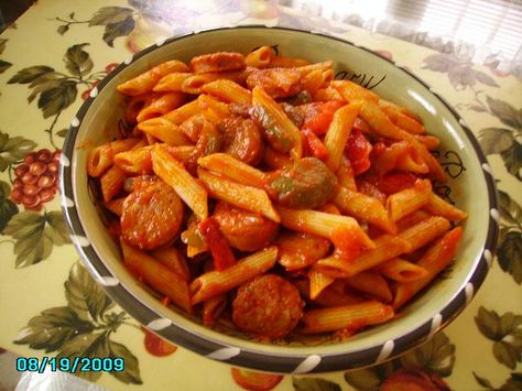 Sausage and Peppers Rustica Frozen Crockpot Meals, Easy Frozen Meals, Sausage Penne Pasta, Italian Sausage Recipes, Sausage And Peppers, Italian Dinner, Low Carb Dinner Recipes, Frozen Meals, Sausage Recipes