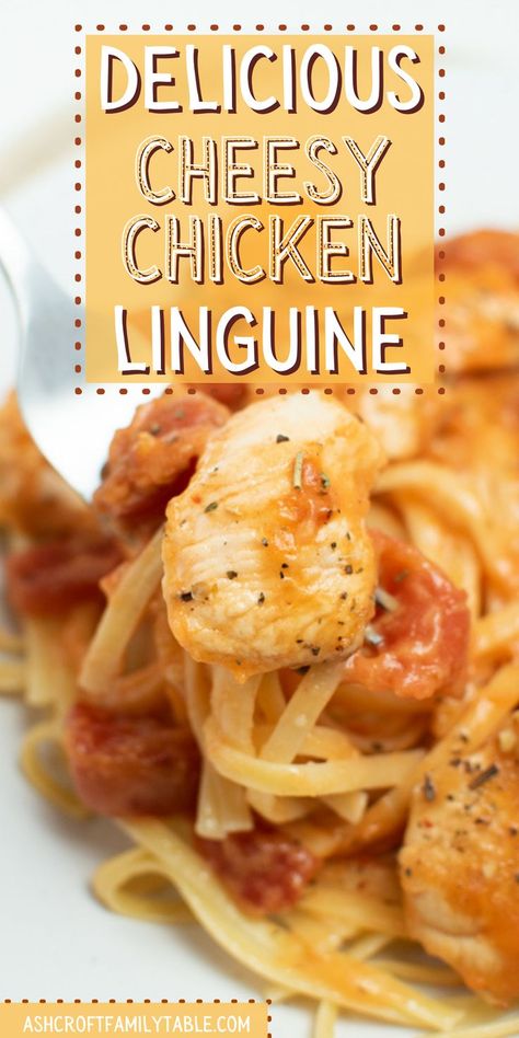 Try this easy creamy chicken linguine pasta recipe for dinner! The simple tomato sauce for this chicken linguine comes together in under 30 minutes. This is one chicken dinner recipe you'll want to make over and over for your family! Add this to your list of quick meals for weeknight dinners. Chicken Linguine Recipes, Ground Turkey Pasta Recipes, Chicken Linguine, Recipe With Tomatoes, Easy Creamy Chicken, Ground Turkey Pasta, Simple Tomato Sauce, Chicken Dinner Recipe, Turkey Pasta