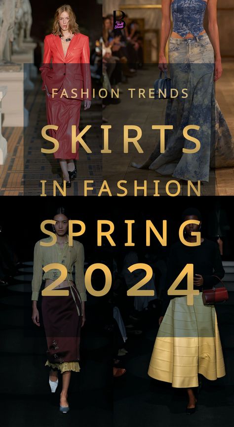 Brunette from Wall Street skirt trends spring 2024 with text overlay fashion trends skirts in fashion spring 2024 Style 2024 Womens Fashion Summer, Spring 2024 Style Trends, Fashion Trend 2024 Summer, Fashion Forecast 2023/24 Spring Summer, Trendy Skirts 2024, Dress Spring 2024, Trend Spring 2024, Spring Clothes 2024, Denim Skirt 2024