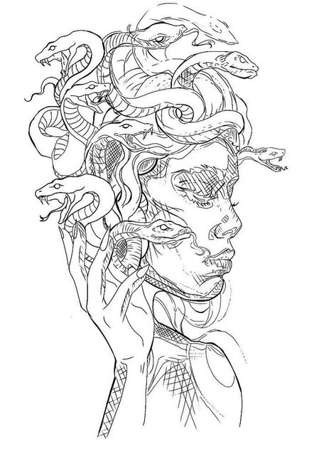 Drawing Medusa, Mythology Drawings, Medusa Tattoo Design, Medusa Art, Mythology Tattoos, Medusa Tattoo, Greek Tattoos, Tattoo Stencil Outline, Tattoo Style Drawings