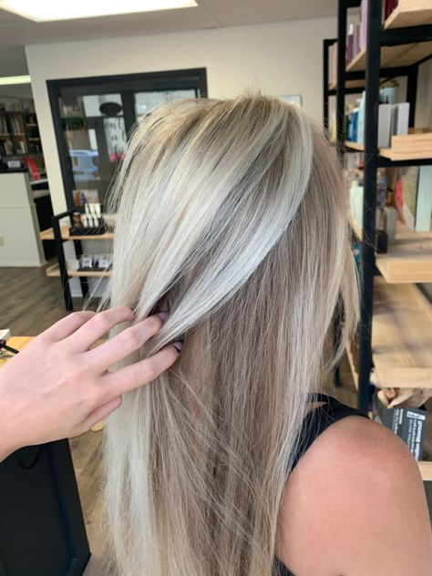 Blonde With Darker Underneath, Icy Blonde Partial Highlights, Frosty Blonde Highlights, Partial Platinum Highlights, Partial Highlights For Blonde Hair, Brown With Icy Blonde Highlights, Bright Dimensional Blonde Highlights, White Blonde Highlights On Brown Hair, Icy Blonde Highlights On Blonde Hair