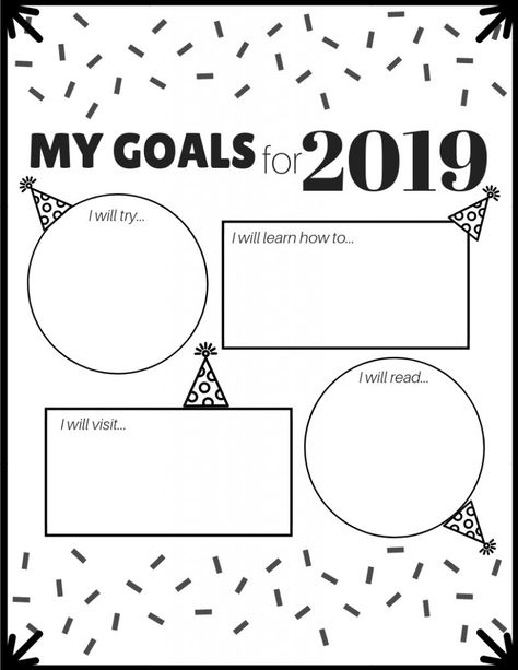 New Year Resolution Worksheet for Kids Free Goal Printables, Goal Activities, Kids New Years Eve, New Year's Eve Activities, Goal Setting Printable, New Year Coloring Pages, Social Service, Kids Goals, Year Goals