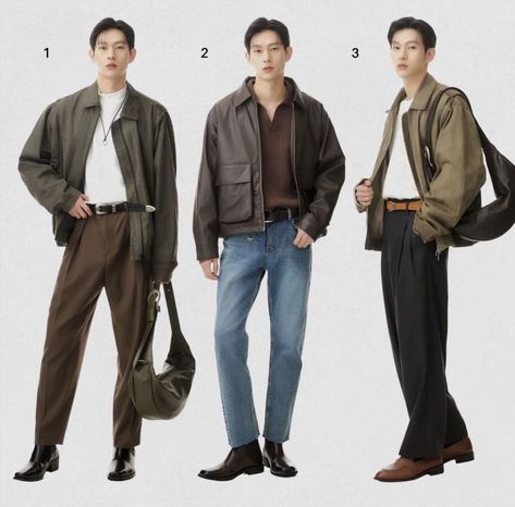 Korean Male Pose Reference, Men Korean Street Fashion, Japan Male Fashion, Earth Tone Outfits Men, Earth Tones Fashion, W Pictures, Japanese Mens Fashion, Types Of Aesthetics, Minimalist Fashion Men