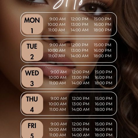 Enhance your lash studio's visibility with a striking #lashflyer design. Make a lasting impression and increase your bookings! 👁️💫 #lashbookingsite Discover our #acuityschedulingtemplate options and attract more clients to your studio! 🦋 Saves Time 😎 Boosts Sales 🩷 Looks Cute! Book now flyer template design very easy to edit in Canva!🩷 https://7cf5d5-65.myshopify.com/products/acuity-scheduling-template-5 #Calendar #Hairstylist #beautysalon #acuityscheduling #canvatemplate #hairwebsite #sal... Lash Schedule Template, Booking Calendar, Scheduling Template, Beauty Parlour, Wellness Industry, Booking Sites, More Clients, Beauty Parlor, Schedule Template