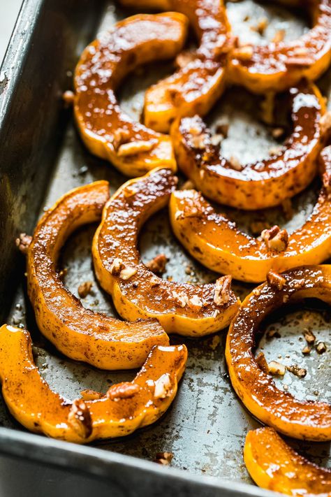 Maple Roasted Delicata Squash Recipe | Little Spice Jar Low Sodium Sides, Delicata Squash Roasted, Aip Side Dishes, Fall Side Dishes, Animal Diet, Delicata Squash Recipe, Roasted Delicata Squash, Sweet Potato Souffle, Thanksgiving Salad