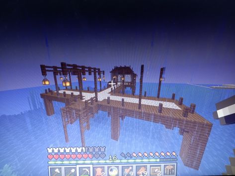 minecraft lighted lux and easy fisher pier Fisher House Minecraft, Minecraft Pier Ideas, Minecraft Pier, Nether Portal Design, Minecraft Light, Nether Portal, Minecraft Lol, Portal Design, Chronically Online