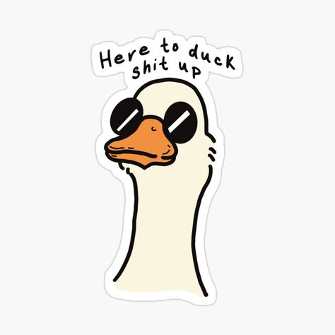 Duck Wallpaper Laptop, Cool Duck Drawing, Cool Duck, Funny Animal Illustration, Duck Drawing Funny, Duck With Glasses Drawing, Duck Drawings, Duck Drawing Cute Aesthetic, Cool Stickers Aesthetic