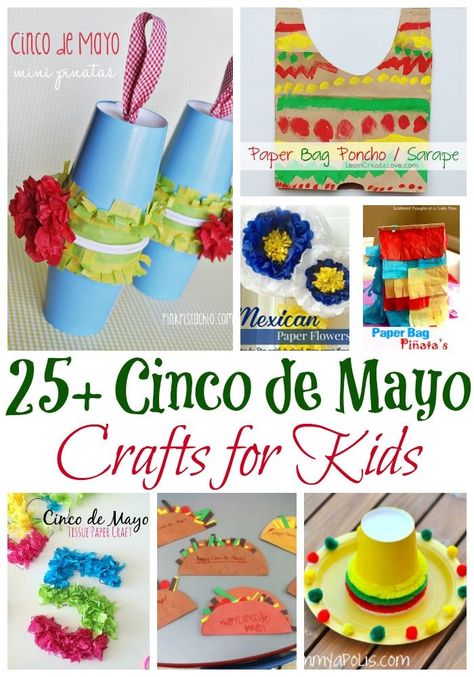 Check out these DIY Cinco de Mayo craft ideas for kids!  A great way to learn about Mexico's history and traditions while preparing and celebrating spring! Elementary Crafts, Mexican Paper Flowers, Mexico Crafts, Spanish Crafts, Art Montessori, May Crafts, Mini Pinatas, Mexican Crafts, Craft Ideas For Kids