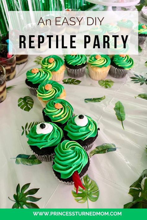 A Reptile Bananza Birthday Party Reptile Themed Birthday Party Food, Reptile Themed Food, Snake Birthday Party Decorations, Snake Party Ideas, Reptile Party Ideas, Reptile Activities, Snake Birthday Party, Reptile Birthday Party, Watermelon Turtle