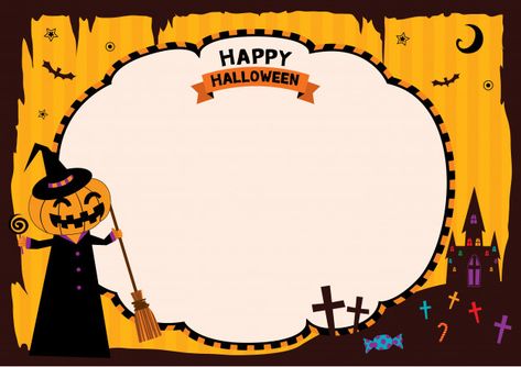 Marcos Halloween, Halloween Birthday Invitations, Halloween Frames, Halloween Poster, Halloween Backgrounds, Halloween Birthday, Dia De Muertos, Premium Vector, Happy Halloween