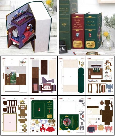 Book Box Diy, Papercraft House, Paper Crafts Printable, Printable Paper Toys Templates, Papercraft Templates Printables, Paper Diorama, Box Diorama, Paper Toys Template, Papercraft Printable