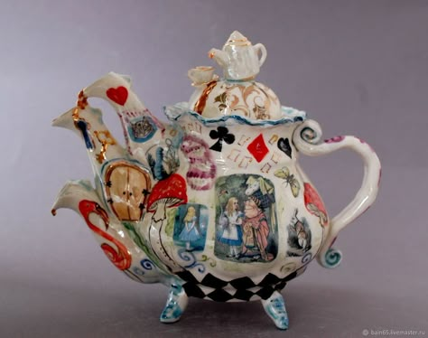 Whimsical Teapots, Alice In Wonderland Aesthetic, Novelty Teapots, Bright Gifts, Teapots Unique, Handmade Teapot, Ceramic Teapot, Mad Tea Party, Coffee Pots