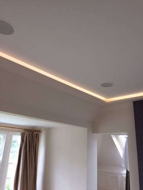 LED lighting in ceiling Led Lights Bedroom Roof, Roof Lights Ideas Ceilings, Led Lights Bedroom, Future Bedroom Ideas, Bungalow Ideas, Future Bedroom, Led Lighting Bedroom, Lights Bedroom, Condo Ideas