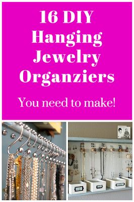 16 DIY Hanging Jewelry Organizers You Need to Make! Diy Jewelry Holder Wall, Hanging Necklace Organizer, Necklace Organizer Diy, Hanging Jewelry Storage, Diy Jewelry Holder, Hanging Jewelry Organizer, Hanging Necklaces, Jewelry Organizers, Jewelry Organizer Diy