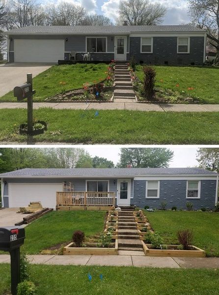 Landscaping Porch, Yard Before And After, Diy Outdoor Projects, Curb Appeal Landscaping, Yard Transformation, Curb Appeal Garden, Porch Inspiration, Curb Appeal Landscape, Modern Front Yard