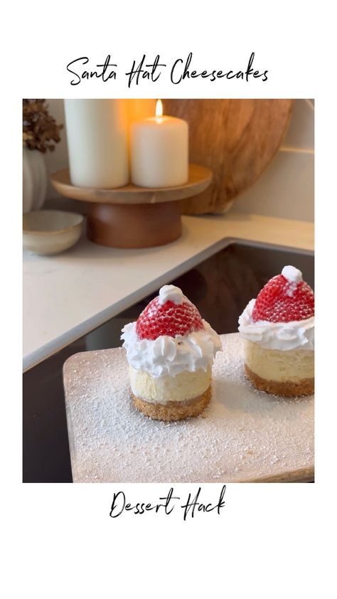 Crafty Morning Mini Santa Hat Cheesecakes, Squirty Cream, Bulk Meals, Dessert Hacks, Santa Cake, Christmas Cheesecake, Christmas Cheese, Christmas Punch Recipes, Vanilla Cheesecake