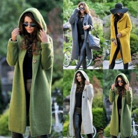 New Autumn Winter Women Hooded Coat Cashmere Cardigan Sweater Coat Lady Solid Color Coat Thick Soft Fashion Jacket Long Plus Size Overcoat | Wish Writer Clothes, Long Cardigan Coat, Loose Knit Cardigan, Long Sleeve Sweaters, About Me Page, Long Knit Cardigan, Cozy Coats, Streetwear Clothes, Sweaters Cardigan