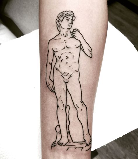 David tattoo David Tattoo, Italy Tattoo, David Statue, Statue Tattoo, Main Idea, Line Tattoos, Tattoo Inspo, Tattoo Artists, Tatting