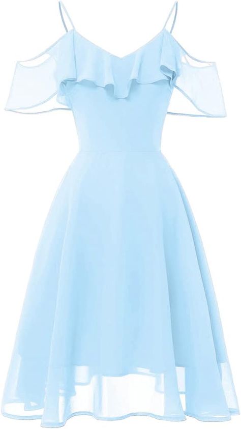 Blue Dress Amazon, Light Blue Dress Formal Short, Blue Short Bridesmaid Dresses, Semi Formal Dresses Short, Light Blue Dress Short, Light Blue Dress Formal, Formal Dress With Pockets, Grade 8 Grad Dresses, A Line Formal Dress